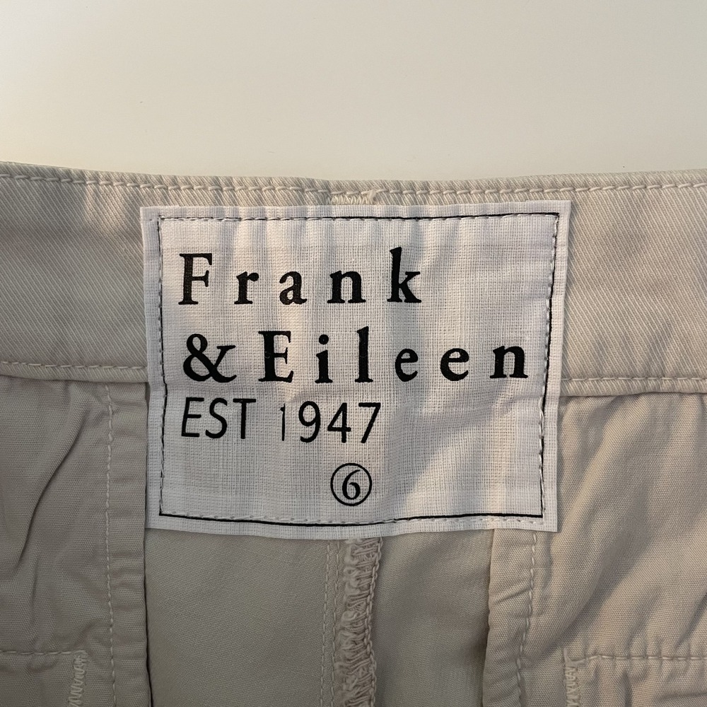 Frank & Eileen Wicklow Cotton Chino Crop Pants Khaki Sz 6 Stretch Raw Hem Casual - Picture 3 of 11